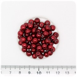 100 PZ - PERLE 6 MM BORDEAUX - PERLINE TONDE VETRO CERATE