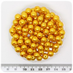 100 PZ - PERLE 8 MM ORO - PERLINE TONDE VETRO CERATE