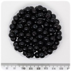 100 PZ - PERLE 8 MM NERO - PERLINE TONDE VETRO CERATE