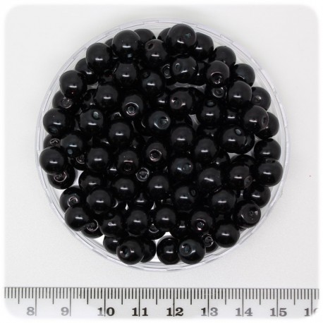 100 PZ - PERLE 8 MM NERO - PERLINE TONDE VETRO CERATE