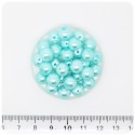 100 PZ - PERLE 8 MM AZZURRO - PERLINE TONDE VETRO CERATE