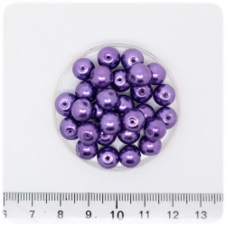 100 PZ - PERLE 8 MM VIOLA - PERLINE TONDE VETRO CERATE