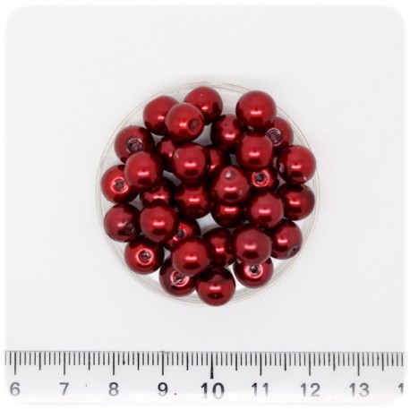 100 PZ - PERLE 8 MM BORDEAUX - PERLINE TONDE VETRO CERATE