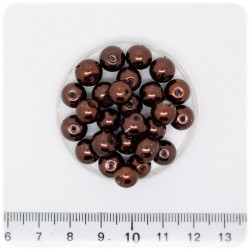 100 PZ - PERLE 8 MM MARRONE - PERLINE TONDE VETRO CERATE