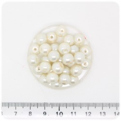 100 PZ - PERLE 8 MM AVORIO - PERLINE TONDE VETRO CERATE