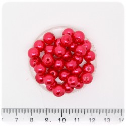 100 PZ - PERLE 8 MM ROSSO - PERLINE TONDE VETRO CERATE