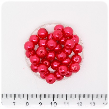 100 PZ - PERLE 8 MM ROSSO - PERLINE TONDE VETRO CERATE