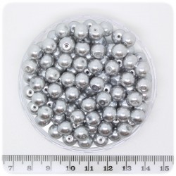 100 PZ - PERLE 8 MM SILVER - PERLINE TONDE VETRO CERATE