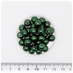 100 PZ - PERLE 8 MM VERDE SCURO - PERLINE TONDE VETRO CERATE