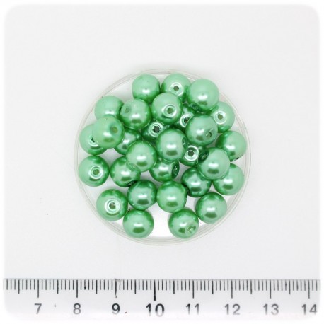 100 PZ - PERLE 8 MM MENTA - PERLINE TONDE VETRO CERATE