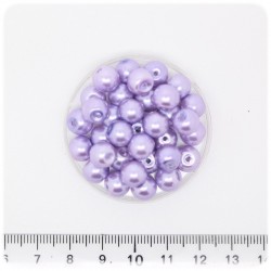 100 PZ - PERLE 8 MM LAVANDA - PERLINE TONDE VETRO CERATE
