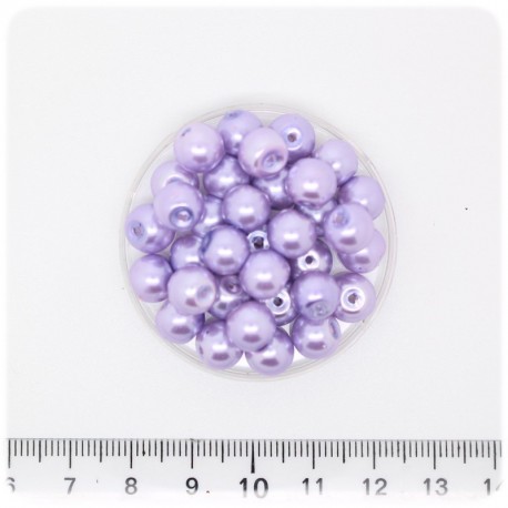 100 PZ - PERLE 8 MM LAVANDA - PERLINE TONDE VETRO CERATE