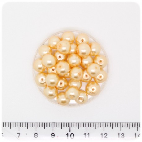 100 PZ - PERLE 8 MM GIALLO - PERLINE TONDE VETRO CERATE