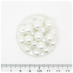 80 PZ - PERLE 10 MM BIANCO - PERLINE TONDE VETRO CERATE