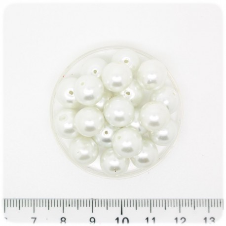 80 PZ - PERLE 10 MM BIANCO - PERLINE TONDE VETRO CERATE