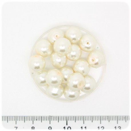 80 PZ - PERLE 10 MM AVORIO - PERLINE TONDE VETRO CERATE