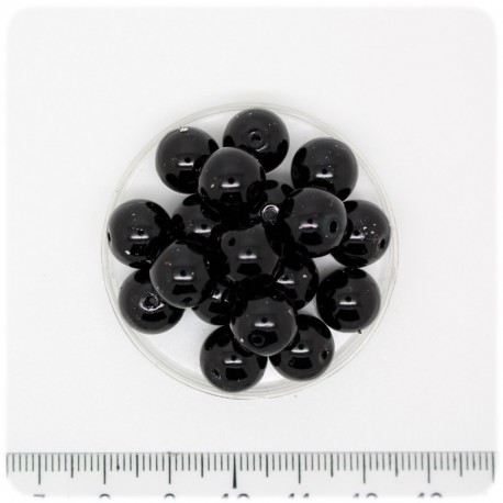 80 PZ - PERLE 10 MM NERO - PERLINE TONDE VETRO CERATE