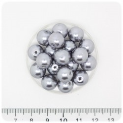 80 PZ - PERLE 10 MM SILVER - PERLINE TONDE VETRO CERATE