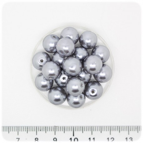 80 PZ - PERLE 10 MM SILVER - PERLINE TONDE VETRO CERATE