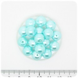80 PZ - PERLE 10 MM AZZURRO - PERLINE TONDE VETRO CERATE