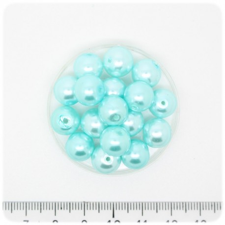 80 PZ - PERLE 10 MM AZZURRO - PERLINE TONDE VETRO CERATE
