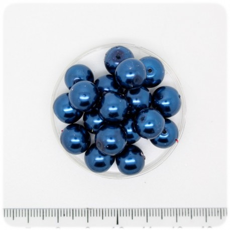 80 PZ - PERLE 10 MM BLU - PERLINE TONDE VETRO CERATE
