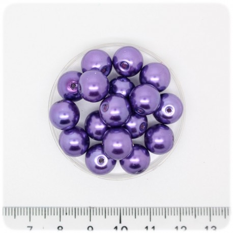 80 PZ - PERLE 10 MM VIOLA - PERLINE TONDE VETRO CERATE