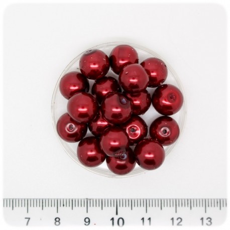 80 PZ - PERLE 10 MM BORDEAUX - PERLINE TONDE VETRO CERATE