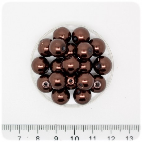 80 PZ - PERLE 10 MM MARRONE - PERLINE TONDE VETRO CERATE