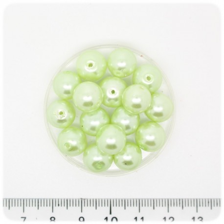 80 PZ - PERLE 10 MM VERDE - PERLINE TONDE VETRO CERATE