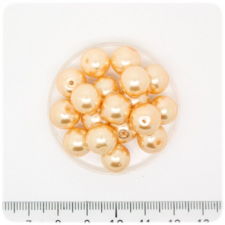 80 PZ - PERLE 10 MM GIALLO - PERLINE TONDE VETRO CERATE