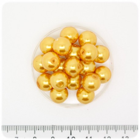 80 PZ - PERLE 10 MM ORO - PERLINE TONDE VETRO CERATE