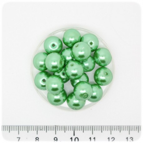 80 PZ - PERLE 10 MM MENTA - PERLINE TONDE VETRO CERATE