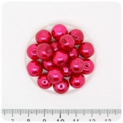 80 PZ - PERLE 10 MM FUCSIA - PERLINE TONDE VETRO CERATE