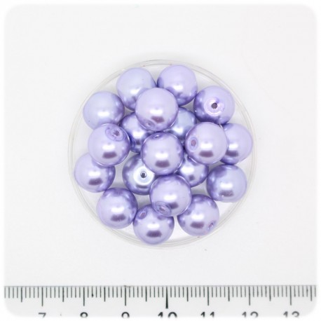 80 PZ - PERLE 10 MM LAVANDA - PERLINE TONDE VETRO CERATE
