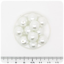 50 PZ - PERLE 12 MM BIANCO - PERLINE TONDE VETRO CERATE