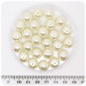 50 PZ - PERLE 12 MM AVORIO - PERLINE TONDE VETRO CERATE