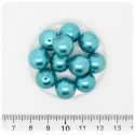 50 PZ - PERLE 12 MM TEAL - PERLINE TONDE VETRO CERATE