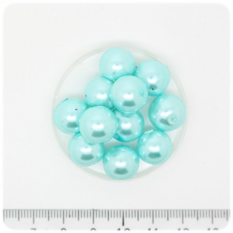 50 PZ - PERLE 12 MM AZZURRO - PERLINE TONDE VETRO CERATE