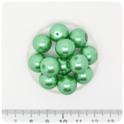 50 PZ - PERLE 12 MM MENTA - PERLINE TONDE VETRO CERATE