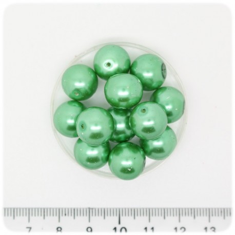 50 PZ - PERLE 12 MM MENTA - PERLINE TONDE VETRO CERATE