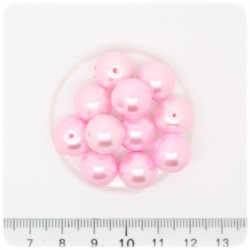 50 PZ - PERLE 12 MM ROSA - PERLINE TONDE VETRO CERATE