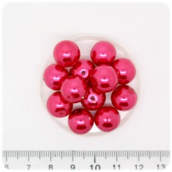 50 PZ - PERLE 12 MM FUCSIA - PERLINE TONDE VETRO CERATE