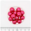 50 PZ - PERLE 12 MM FUCSIA - PERLINE TONDE VETRO CERATE