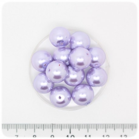 50 PZ - PERLE 12 MM LAVANDA - PERLINE TONDE VETRO CERATE