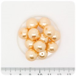 50 PZ - PERLE 12 MM GIALLO - PERLINE TONDE VETRO CERATE