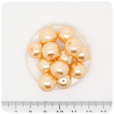 50 PZ - PERLE 12 MM GIALLO - PERLINE TONDE VETRO CERATE