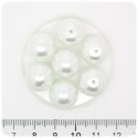 25 PZ - PERLE 14 MM BIANCO - PERLINE TONDE VETRO CERATE