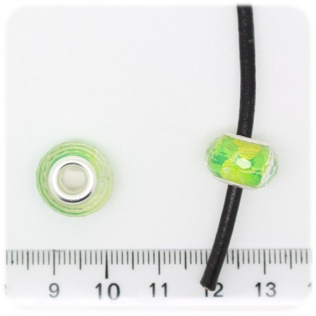 2 PZ - PERLE LIME PLASTICA - PERLINE ACRILICO RONDELLA FORO LARGO MULTICOLORE