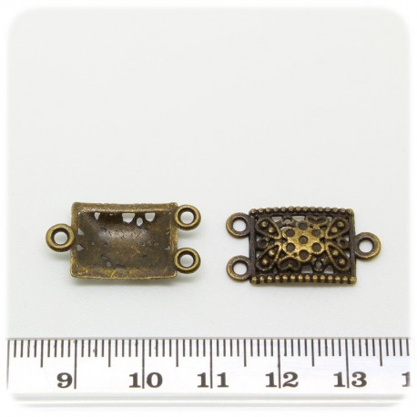 10 PZ - CONNETTORE RETTANGOLO BRONZO - LINK METALLO BIGIOTTERIA